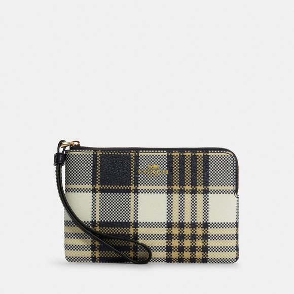 NWT💃Coach Bundle Rowan File Bag With Garden Plaid And Corner Zip Wristlet - Picture 8 of 10